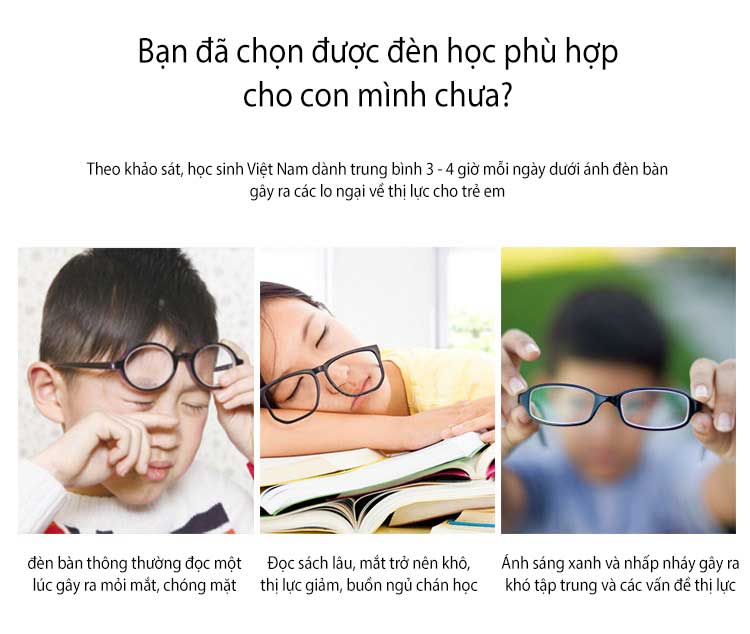 Các vấn đề về thị lực có thể xuất hiện khi dùng đèn bàn học không đạt tiêu chuẩn